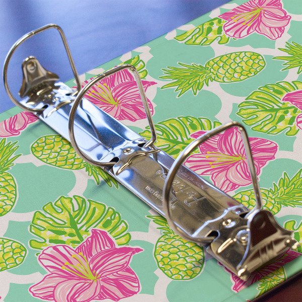 Preppy Hibiscus 3 Ring Binders - Full Wrap - 2" - DETAIL
