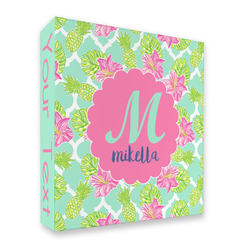 Preppy Hibiscus 3 Ring Binder - Full Wrap - 2" (Personalized)