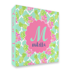 Preppy Hibiscus 3 Ring Binder - Full Wrap (Personalized)