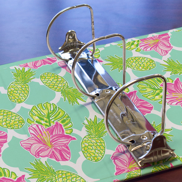 Preppy Hibiscus 3 Ring Binders - Full Wrap - 3" - DETAIL