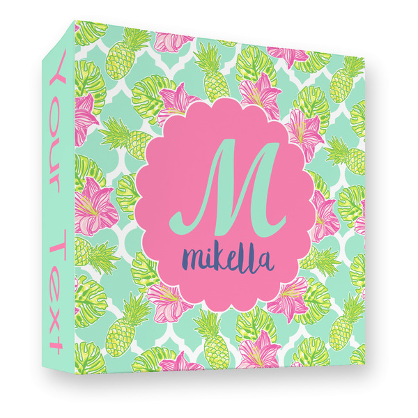 Preppy Hibiscus 3 Ring Binders - Full Wrap - 3" - FRONT