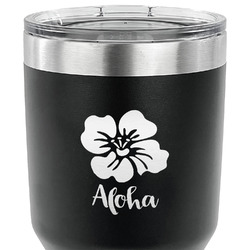 Preppy Hibiscus 30 oz Stainless Steel Tumbler - Black - Single Sided (Personalized)