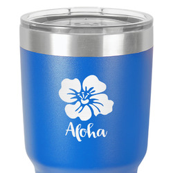 Preppy Hibiscus 30 oz Stainless Steel Tumbler - Royal Blue - Single-Sided (Personalized)