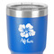 Preppy Hibiscus 30 oz Stainless Steel Ringneck Tumbler - Blue - Close Up