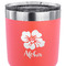 Preppy Hibiscus 30 oz Stainless Steel Ringneck Tumbler - Coral - CLOSE UP
