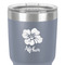 Preppy Hibiscus 30 oz Stainless Steel Ringneck Tumbler - Grey - Close Up