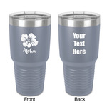Preppy Hibiscus 30 oz Stainless Steel Tumbler - Grey - Double-Sided (Personalized)