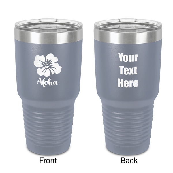 Custom Preppy Hibiscus 30 oz Stainless Steel Tumbler - Grey - Double-Sided (Personalized)