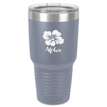 Preppy Hibiscus 30 oz Stainless Steel Tumbler - Grey - Single-Sided (Personalized)