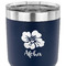 Preppy Hibiscus 30 oz Stainless Steel Ringneck Tumbler - Navy - CLOSE UP
