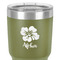 Preppy Hibiscus 30 oz Stainless Steel Ringneck Tumbler - Olive - Close Up