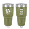 Preppy Hibiscus 30 oz Stainless Steel Ringneck Tumbler - Olive - Double Sided - Front & Back