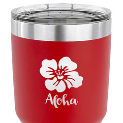 Preppy Hibiscus 30 oz Stainless Steel Tumbler - Red - Single Sided (Personalized)