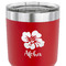 Preppy Hibiscus 30 oz Stainless Steel Ringneck Tumbler - Red - CLOSE UP