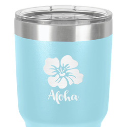Preppy Hibiscus 30 oz Stainless Steel Tumbler - Teal - Double-Sided (Personalized)