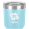Preppy Hibiscus 30 oz Stainless Steel Ringneck Tumbler - Teal - Close Up