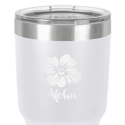 Preppy Hibiscus 30 oz Stainless Steel Tumbler - White - Double-Sided (Personalized)