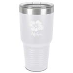 Preppy Hibiscus 30 oz Stainless Steel Tumbler - White - Single-Sided (Personalized)