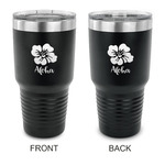 Preppy Hibiscus 30 oz Stainless Steel Tumbler - Black - Double Sided (Personalized)