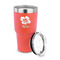Preppy Hibiscus 30 oz Stainless Steel Ringneck Tumblers - Coral - LID OFF