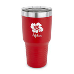 Preppy Hibiscus 30 oz Stainless Steel Tumbler - Red - Single Sided (Personalized)