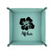 Preppy Hibiscus 6" x 6" Teal Leatherette Snap Up Tray - FOLDED UP