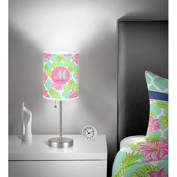 Preppy Hibiscus 7 inch drum lamp shade - in room
