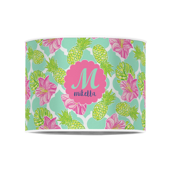 Preppy Hibiscus 8" Drum Lampshade - FRONT (Poly Film)