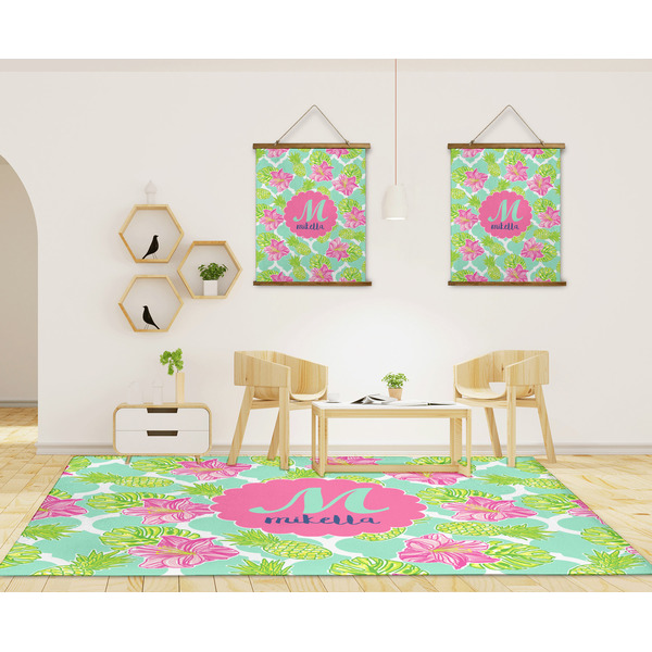Preppy Hibiscus 8'x10' Indoor Area Rugs - IN CONTEXT