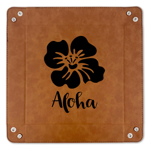 Preppy Hibiscus 9" x 9" Leatherette Snap Up Tray - APPROVAL (FLAT)