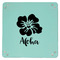 Preppy Hibiscus 9" x 9" Teal Leatherette Snap Up Tray - APPROVAL