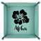 Preppy Hibiscus 9" x 9" Teal Leatherette Snap Up Tray - FOLDED