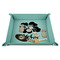 Preppy Hibiscus 9" x 9" Teal Leatherette Snap Up Tray - STYLED