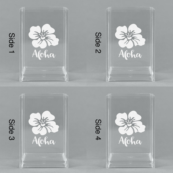 Preppy Hibiscus Acrylic Pen Holder - All Sides