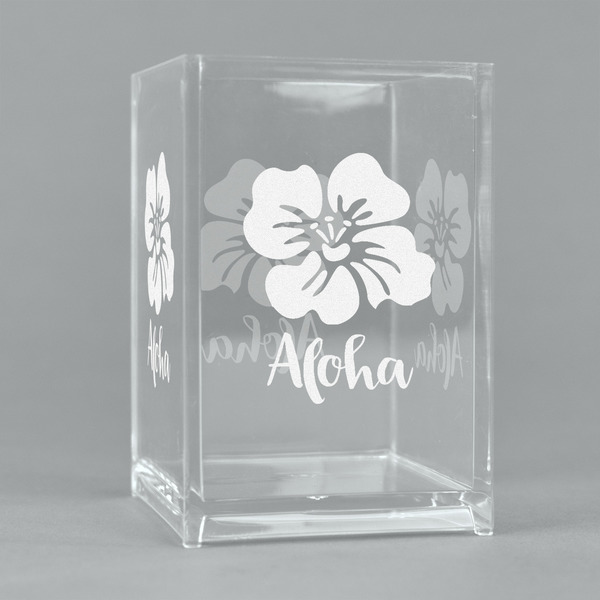 Custom Preppy Hibiscus Acrylic Pen Holder (Personalized)