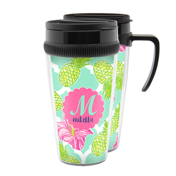 Custom Preppy Hibiscus Acrylic Travel Mug (Personalized)