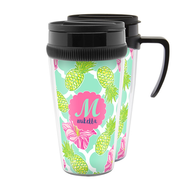 Custom Preppy Hibiscus Acrylic Travel Mug (Personalized)