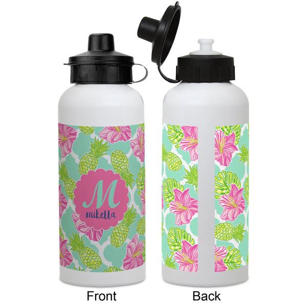 Preppy Hibiscus Aluminum Water Bottle - White APPROVAL