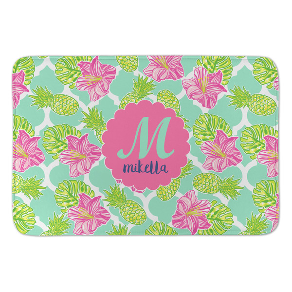 Custom Preppy Hibiscus Anti-Fatigue Kitchen Mat (Personalized)