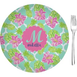 Preppy Hibiscus Glass Appetizer / Dessert Plate 8" (Personalized)