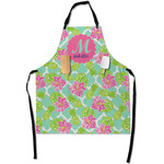 Preppy Hibiscus Apron With Pockets w/ Name and Initial