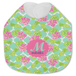 Preppy Hibiscus Jersey Knit Baby Bib w/ Name and Initial