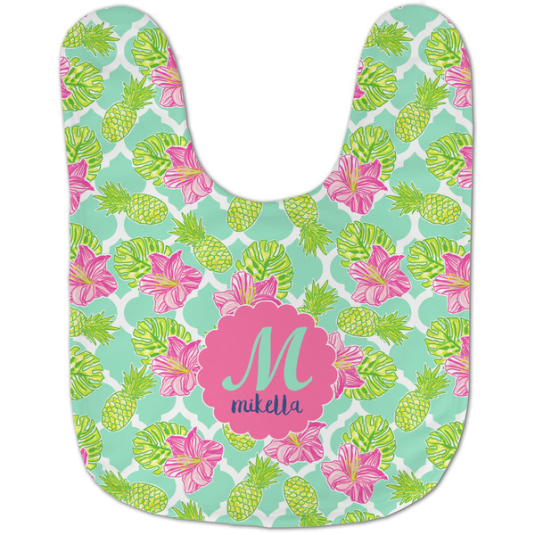Preppy Hibiscus Baby Bib - AFT flat