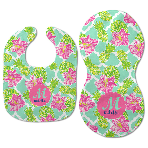 Preppy Hibiscus Baby Bib & Burp Set - Approval (new bib & burp)