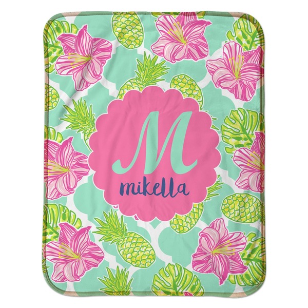 Preppy Hibiscus Baby Sherpa Blanket - Flat
