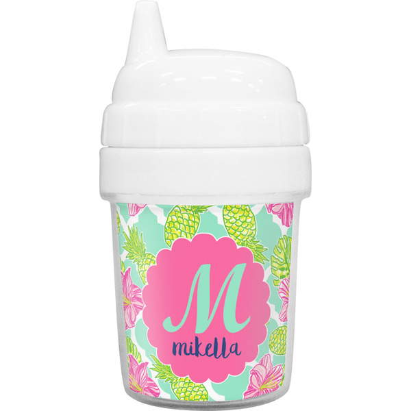 Custom Preppy Hibiscus Baby Sippy Cup (Personalized)
