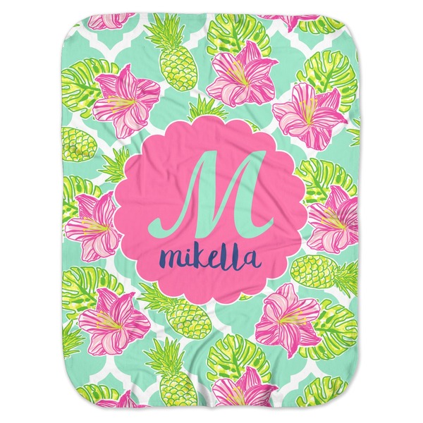Custom Preppy Hibiscus Baby Swaddling Blanket (Personalized)