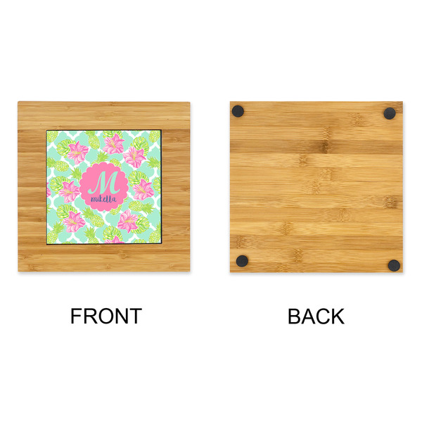 Preppy Hibiscus Bamboo Trivet with 6" Tile - APPROVAL