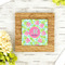 Preppy Hibiscus Bamboo Trivet with 6" Tile - LIFESTYLE