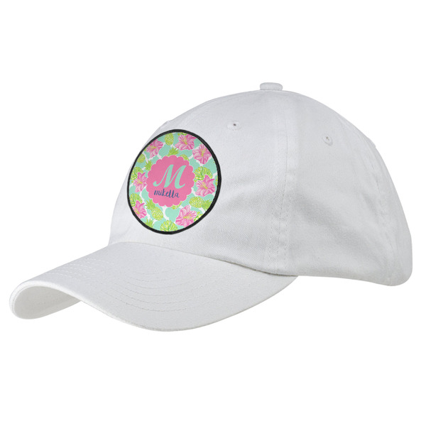 Custom Preppy Hibiscus Baseball Cap - White (Personalized)